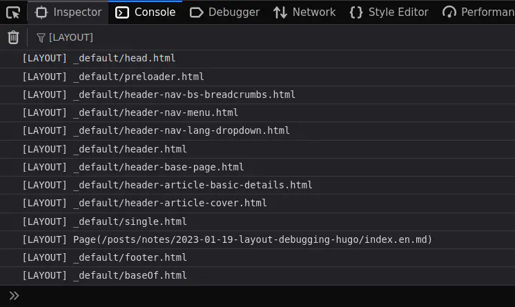consola del navegador mostrando los console.log del partial