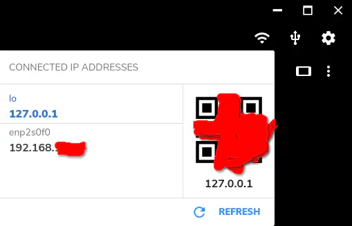 información de conexión Wi-Fi desde la pantala del server de Deckboard